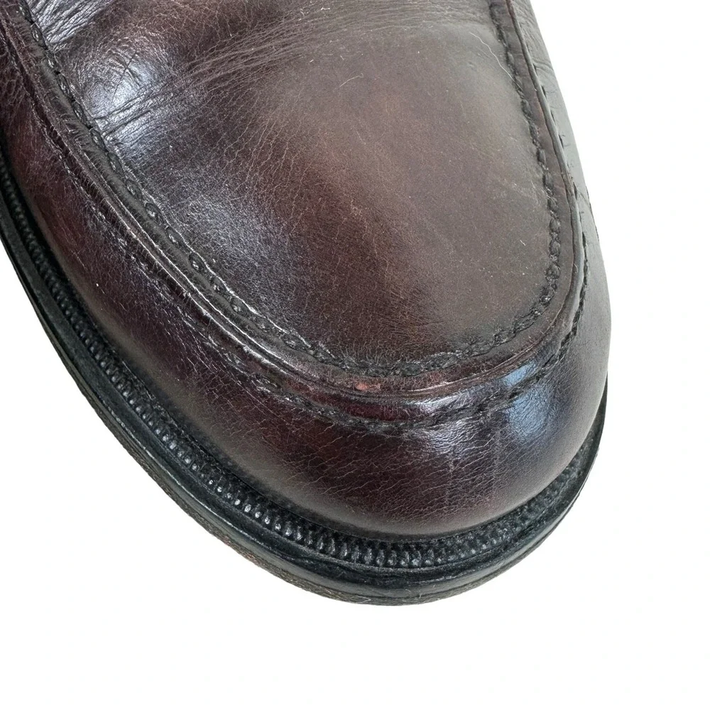 Johnston & Murphy Brown Leather Lace Up Almond Toe Dress Shoes Made In Italy 10M